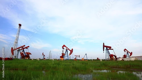 On August 21, 2018, tanghai county of jidong oilfield sunset, hebei province, China. photo