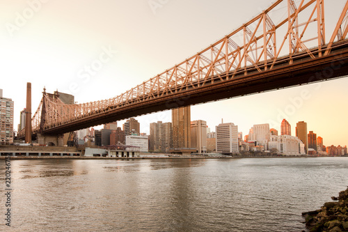 Queensboro Bridge over the East River and Upper East Side  Manhattan  New York City  NY  USA