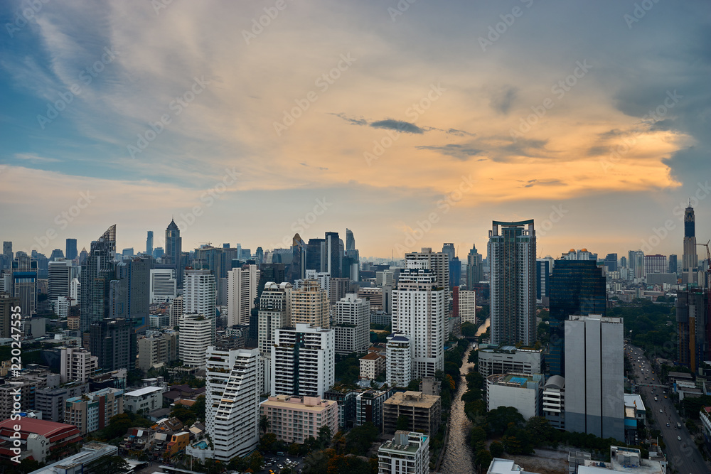 scenic of cityscape in metropolis city with cloudscape