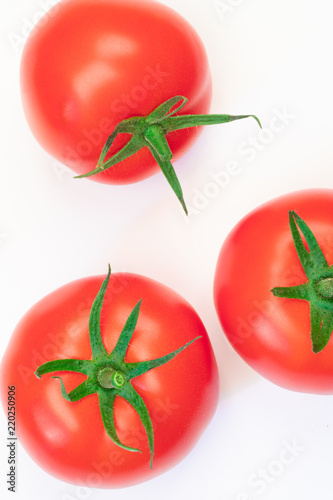 red tomatoes on a green branch