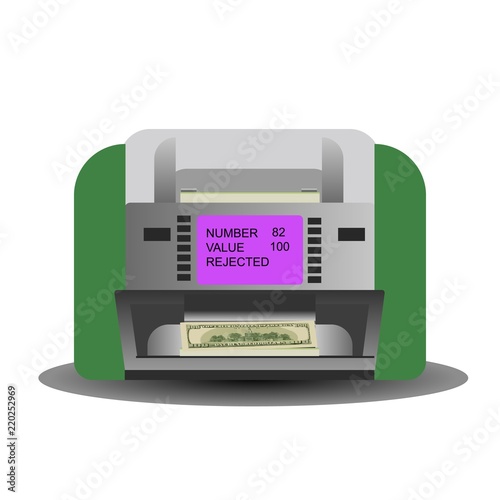 Illustration of a Money Counting Machine currently Counting Cash. Vector