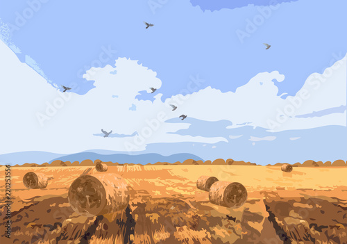 Autumn field Vector background. Beautiful fall season cards