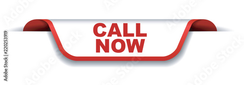 red and white banner call now