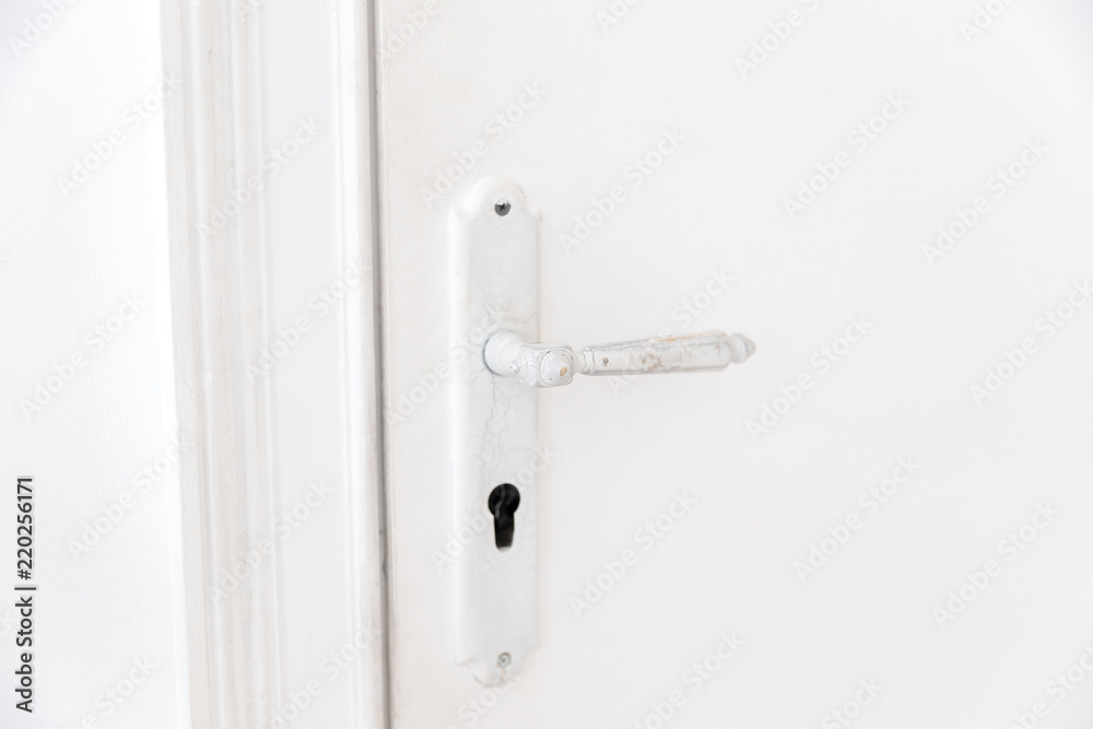 White classic door with handle, keyhole old style White classic door with handle, keyhole old style