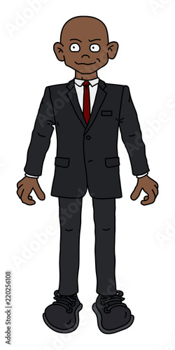 The funny afroamerican man in a black evening snit
