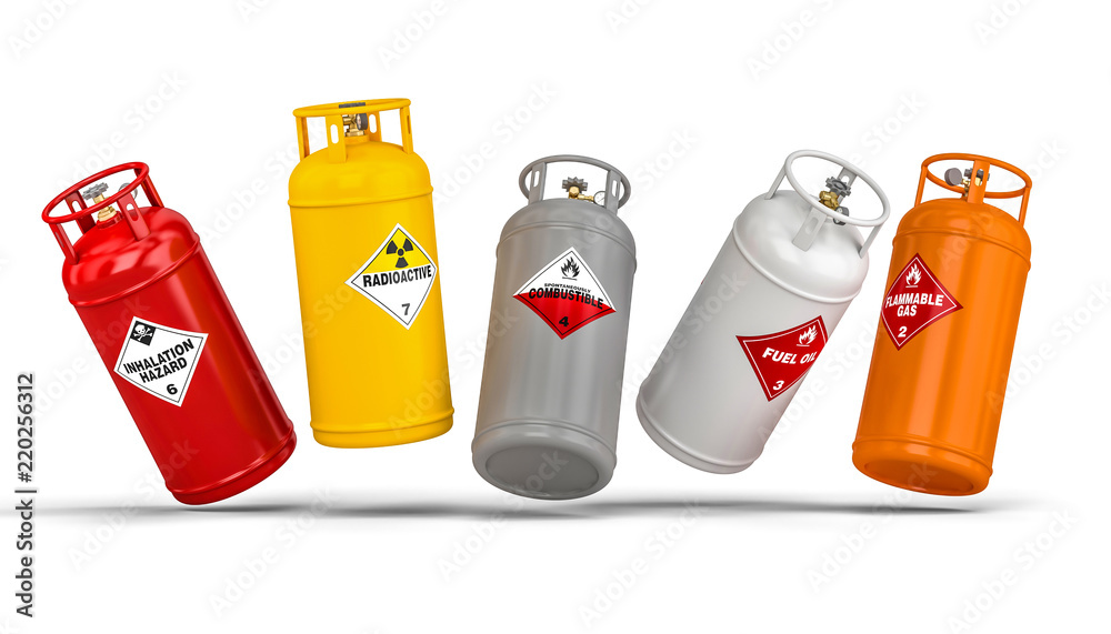 different dangerous cylinder container