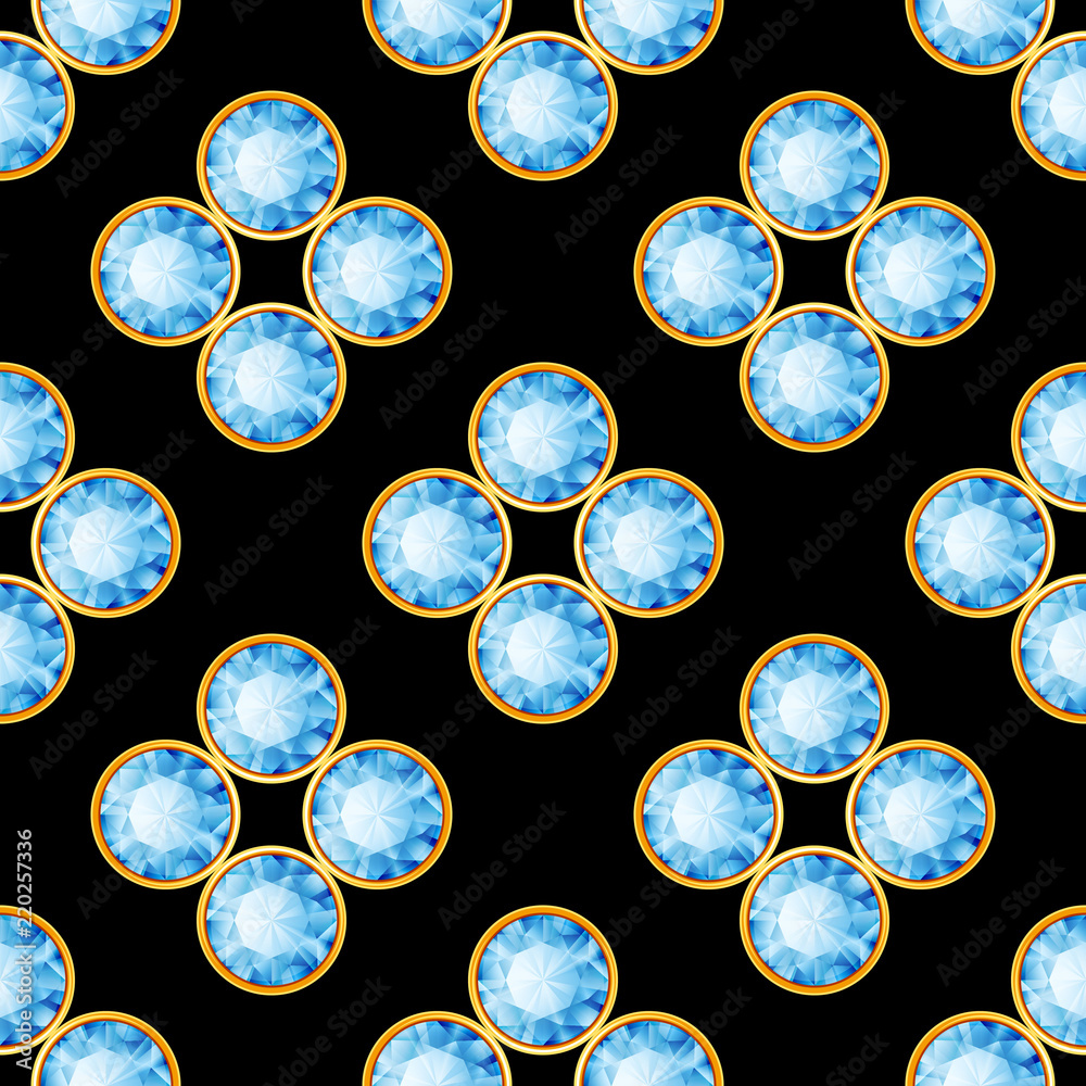 Seamless pattern with golden chains and gemstones on black background. Vector Illustration Seamless pattern with golden chains and gemstones on black background. Vector Illustration