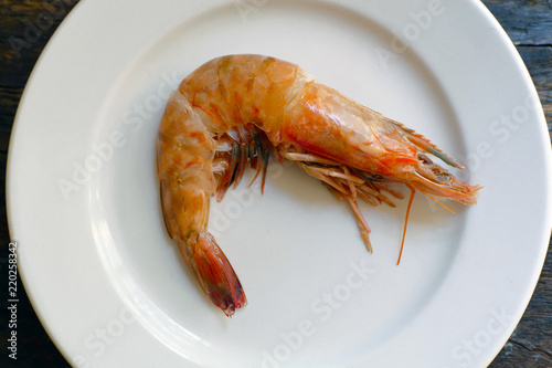 Raw big shrimp on the plate