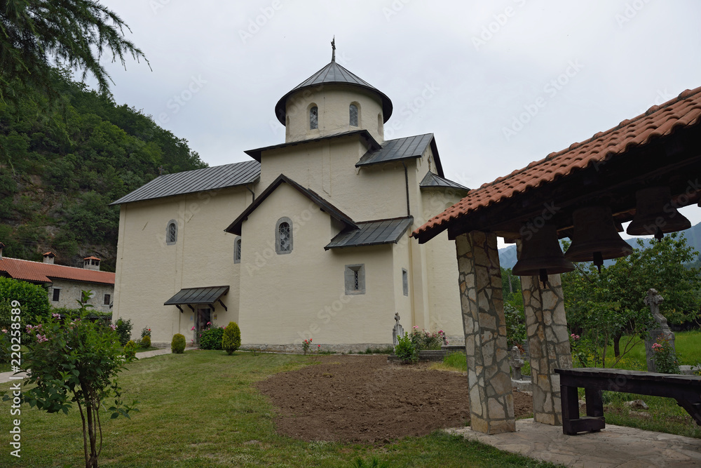 Moraca monastery in mountains of Montenegro.