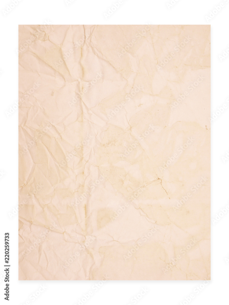 rough beige paper Isolated  on white background .grunge  background texture for design