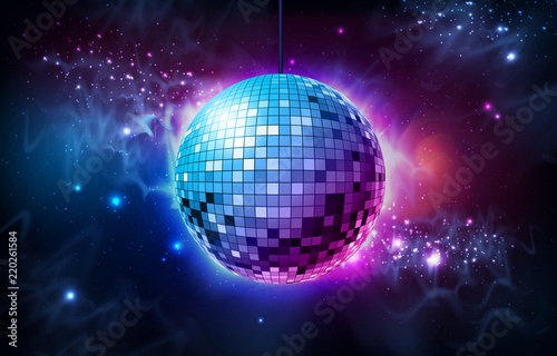 Disco ball. Disco ball on open space background