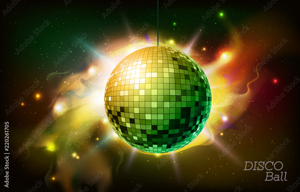Fototapeta premium Disco ball. Disco ball on open space background