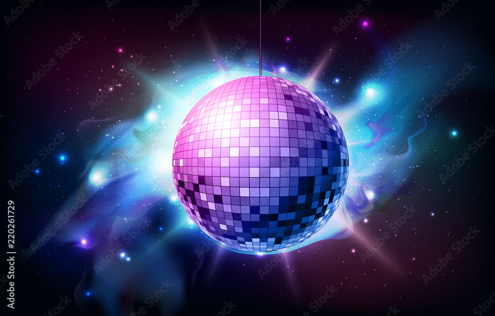 Obraz premium Disco ball. Disco ball on open space background