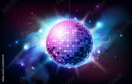 Disco ball. Disco ball on open space background