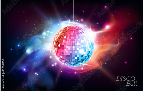 Disco ball. Disco ball on open space background