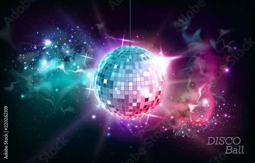 Disco ball. Disco ball on open space background