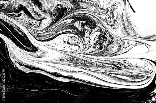 Marble abstract artwork texture. Black and white wave pattern. © anya babii