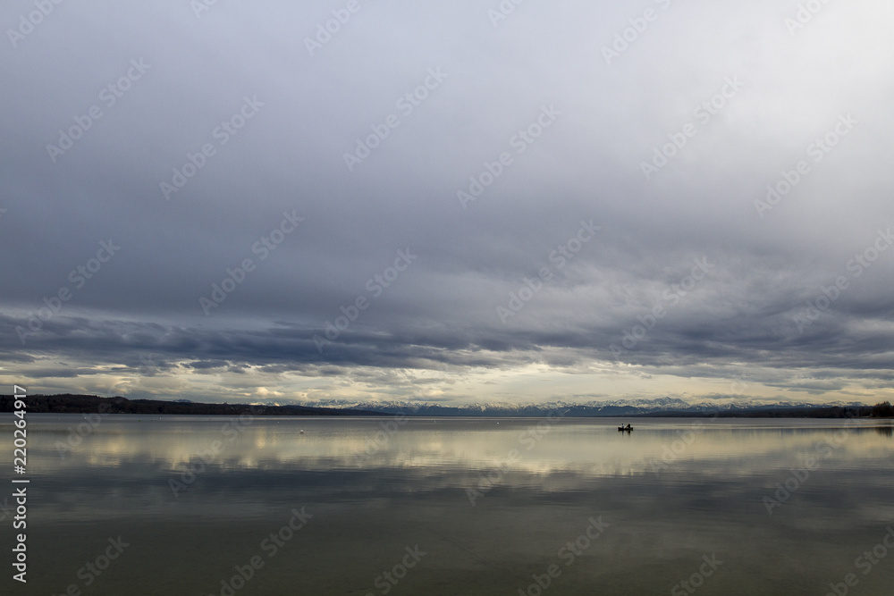 Obraz premium Ammersee Lake Spiegelung Wolken