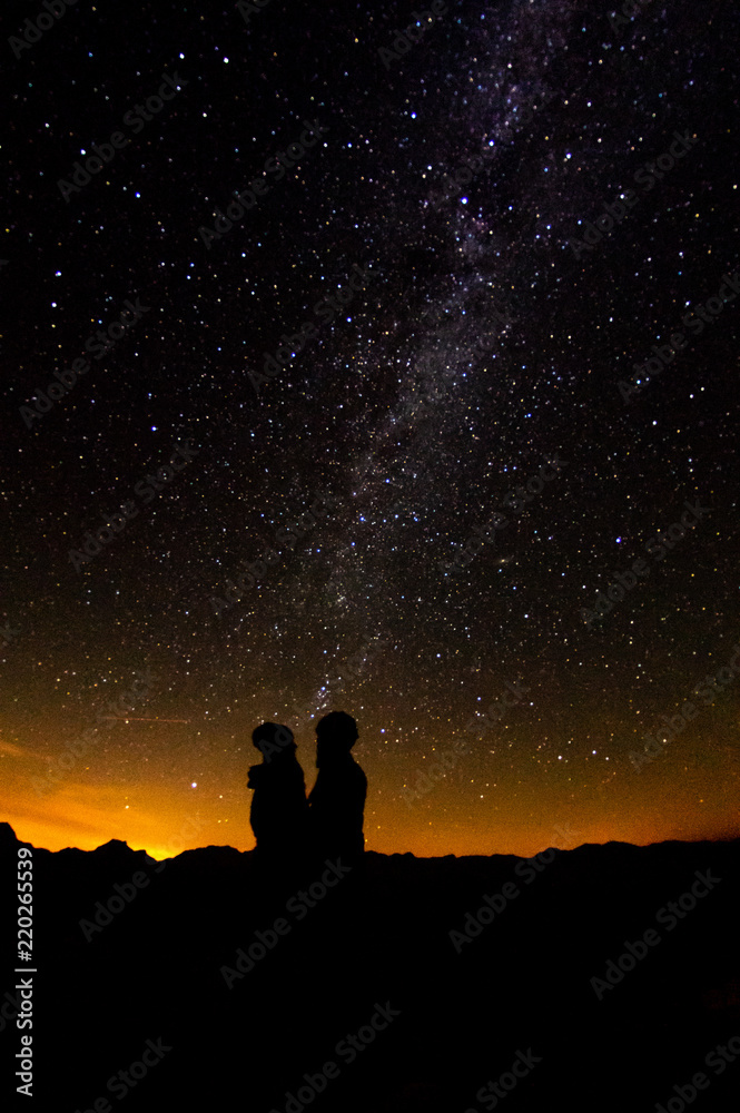 a couple in love marveled at the Milky Way