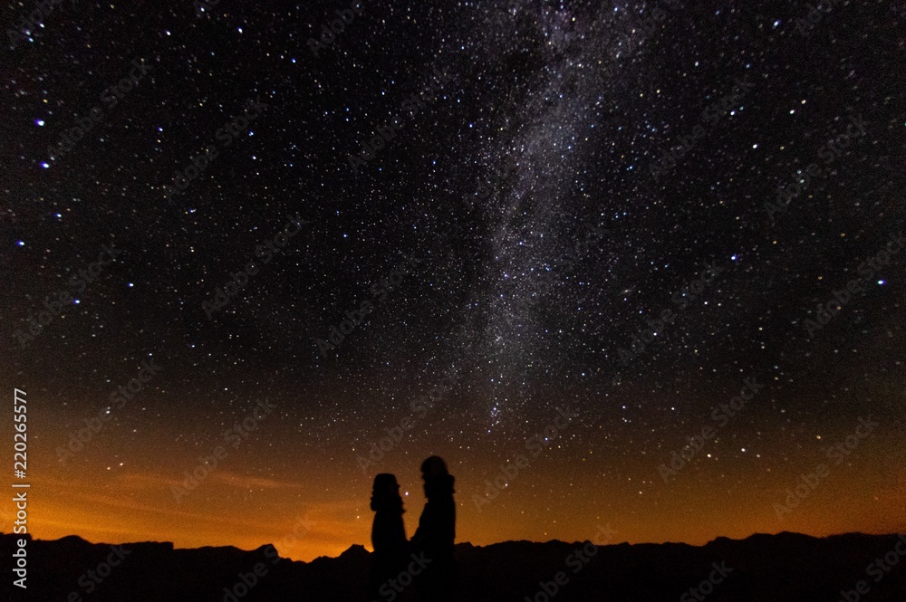 a couple in love under the Milky Way