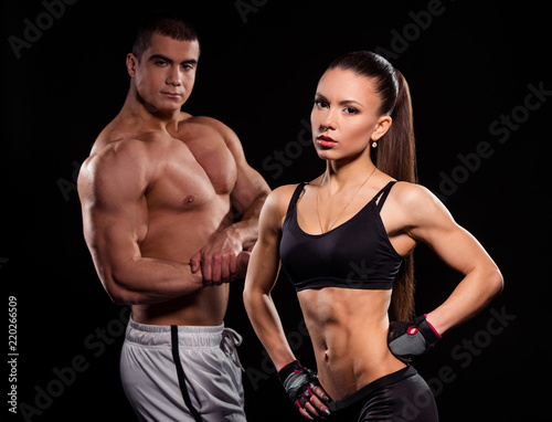 Fit girl and young bodybuilder.
