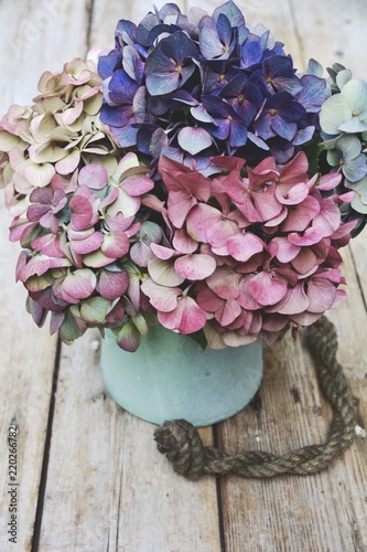 Grußkarte - Hortensien Blum...