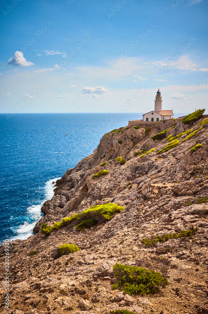 Capdepera lighthouse in Cala Ratjada, Mallorca, Spain.