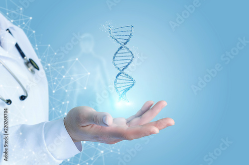 Hand showing dna . photo