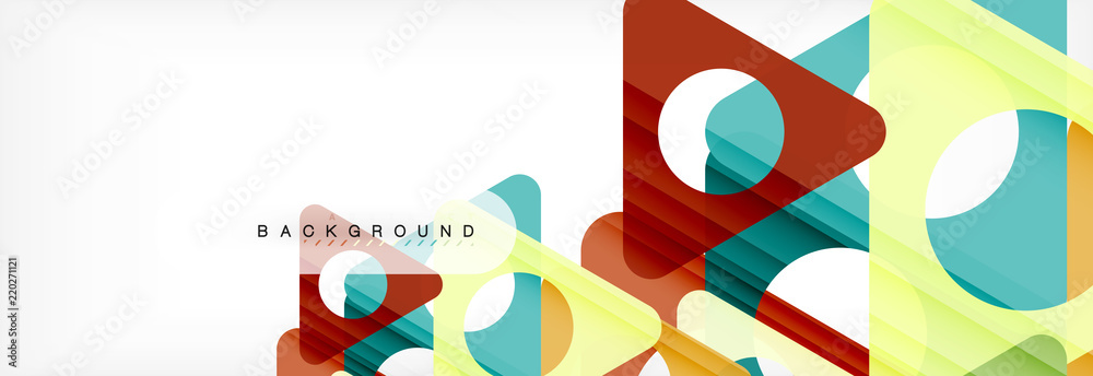 Fototapeta Geometric background, circles and triangles shapes banner. Illustration for business brochure or flyer, presentation and web design layout