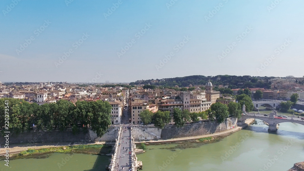 Panoramic view of Rome landmarks from Sant Angelo terrace