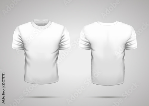 Mockup of blank realistic white t-shirt with shadow photo