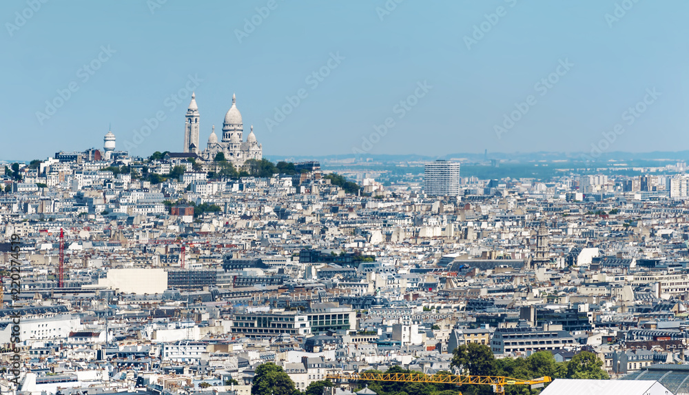 Aerial view of the Sacre Coeur in Montmartre in Paris
