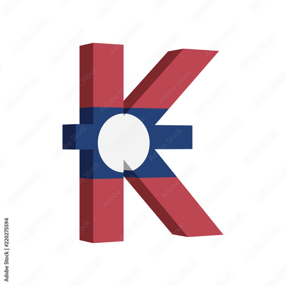 Laos Kip (LAK) currency symbol with flag - Vector Laos Kip (LAK) currency symbol with flag - Vector