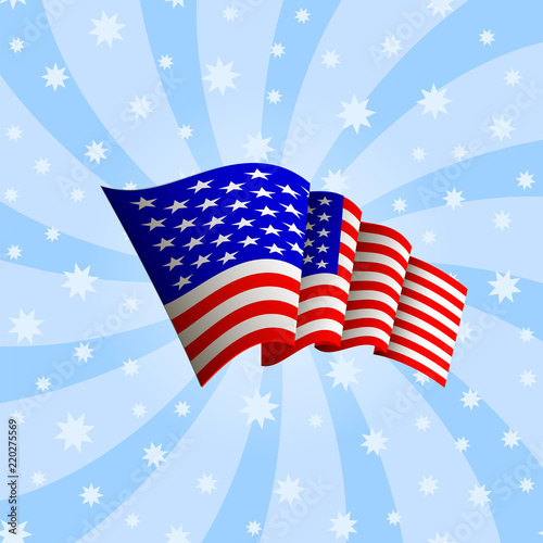 American Flag Icon. Waving Icon of United States of America. Symbol of USA.