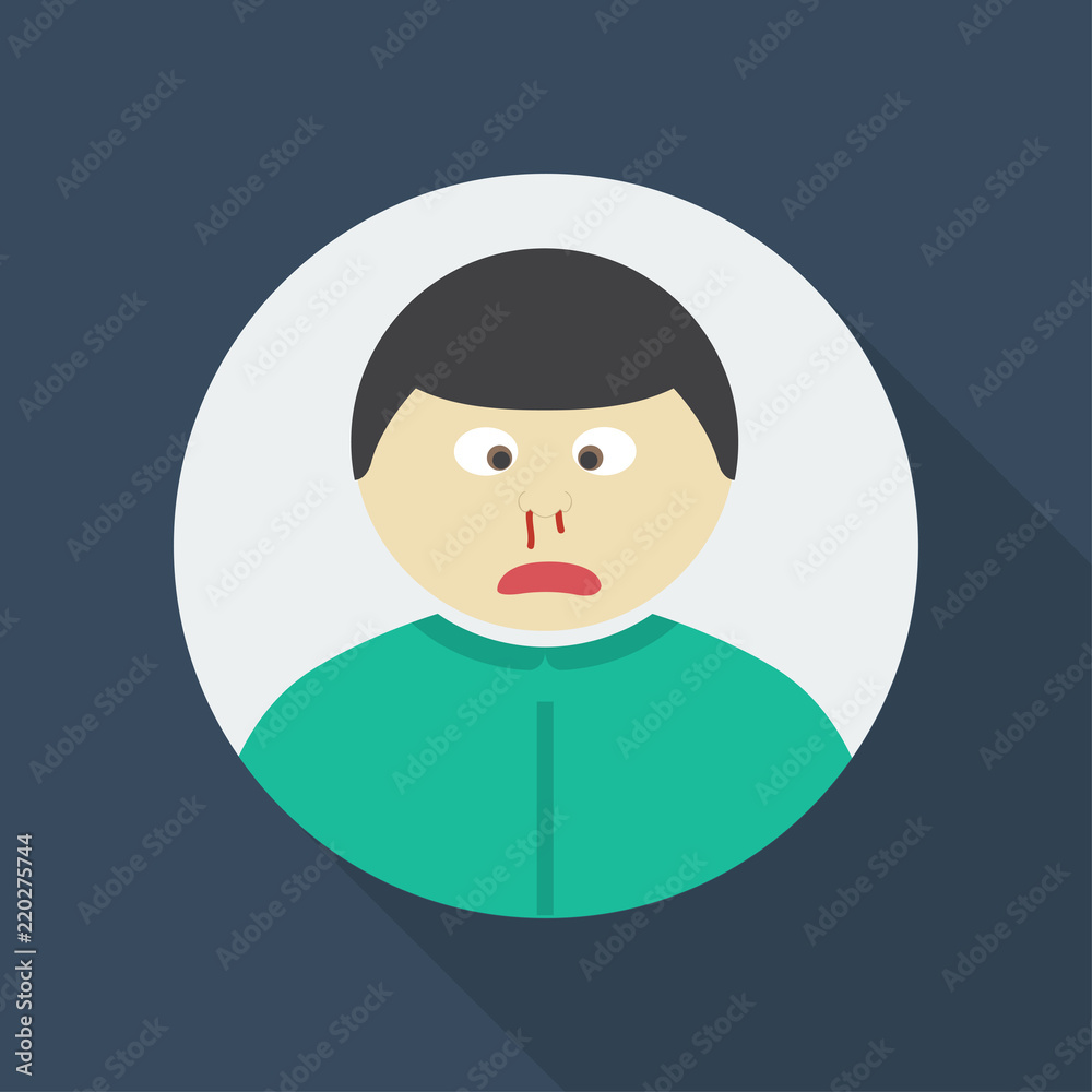  A man with nosebleed on face symbol - Vector