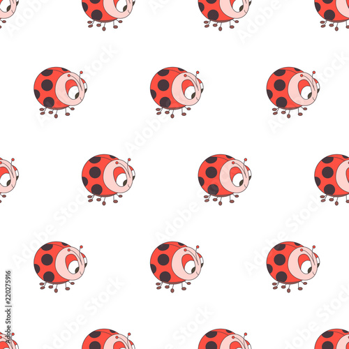 Colorful ladybug seamless pattern. Cute baby illustration. Background for boy and girl.