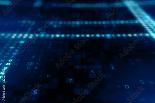 Animation of Abstract Blue Technology Background. Hexadecimal Computer Code. Programming Coding Hacker concept 3d illustration