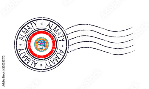 Almaty city grunge postal rubber stamp