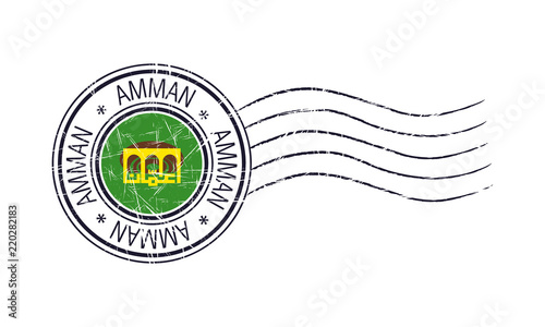 Amman city grunge postal  rubber stamp