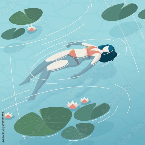 Woman floating on water