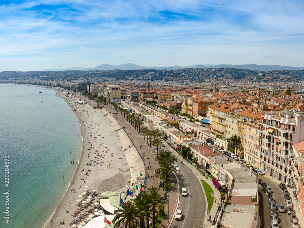 City view of Nice shore. Travel to the French Riviera