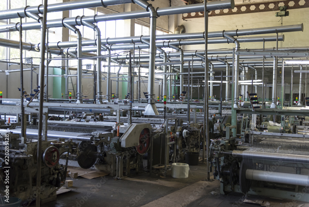 Polyethylene filament production at the plant, automated work of machine tools