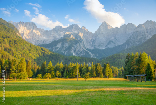 Mountain landscape next to Kranjska Gora in Slovenia photo