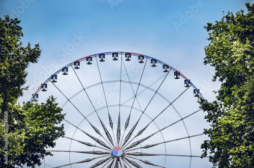 Paris Ferris Wheel, cinematic color tonned image