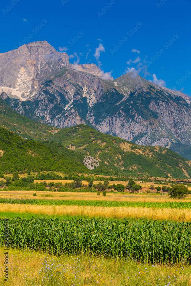 Obraz premium Scenic landscape view in Melesin mountain in summer day. Leskovik area, Albania, Europe.