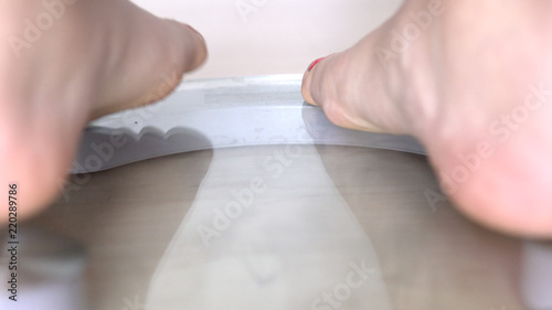 woman feet standing on weigh scales, weight loss diet © zefart