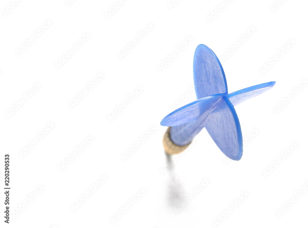 Blue throwing dart isolated on white background