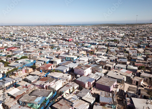 Aerial view over a township near Cape Town, South Africa photo