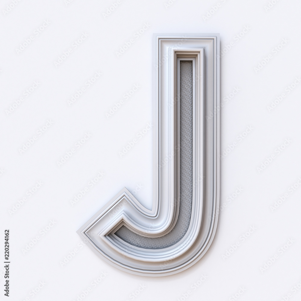 White picture frame font Letter J 3D White picture frame font Letter J 3D