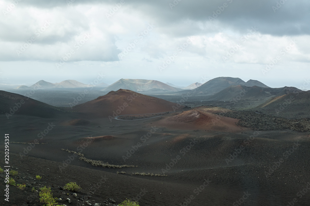 Wild Volcanic Landscape at Timanfaya National Park on Lanzarote